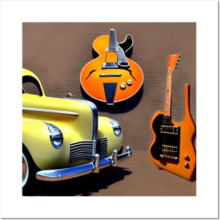 Oranges And Lemons An Abstract Image of Guitars And A Car Posters and Art